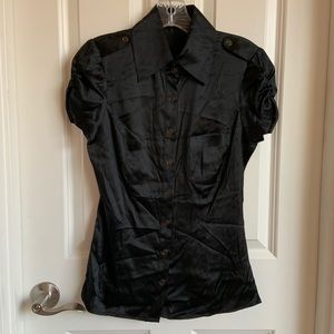 BEBE BUTTON DOWN SILK BLOUSE